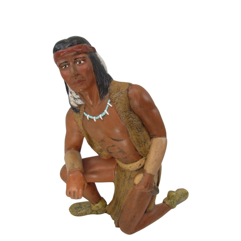 Vintage Native American Indian Brave Warrior Ceramic Figure May Co Mayco 48389